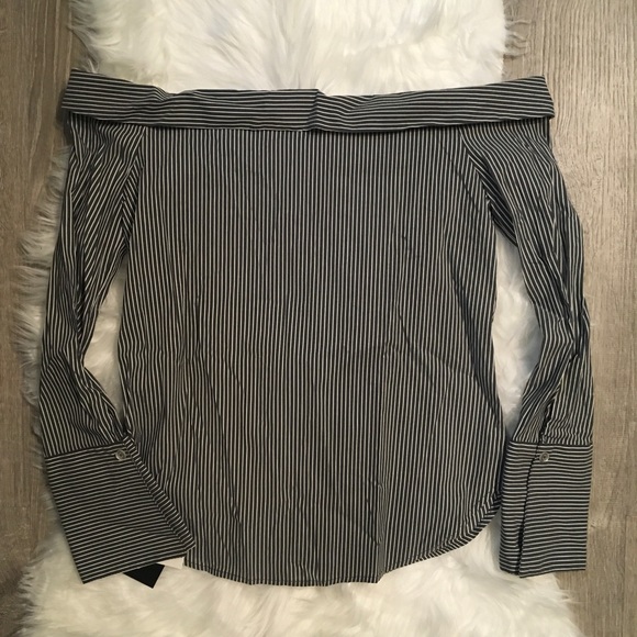 by & by striped off shoulder blouse - Picture 2 of 6